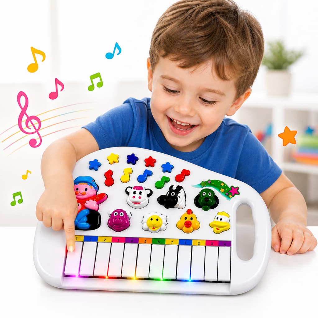 Piano Teclado Animal Musical Brinquedo Educativo Som de Animais Fazenda