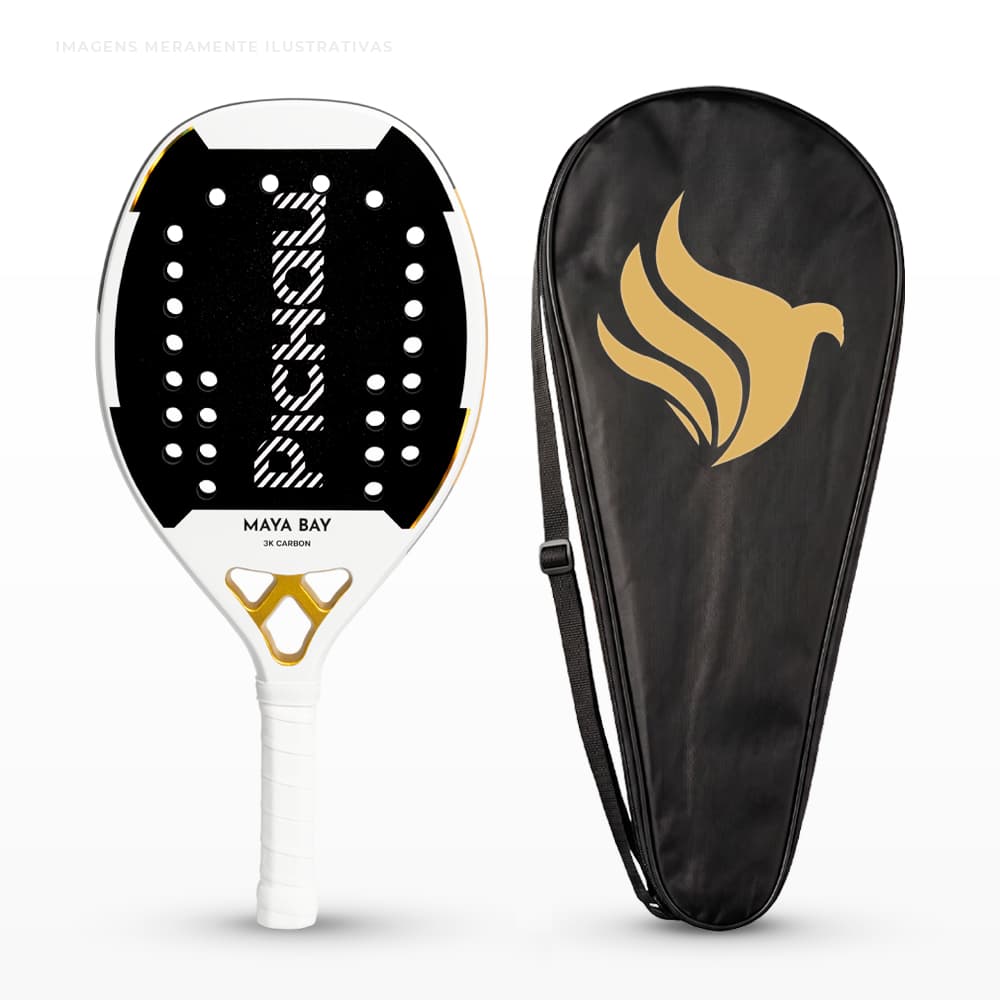 Raquete de Beach Tennis Pichau Maya Bay 3K Carbon 26 Furos, PES-RKT-MAY