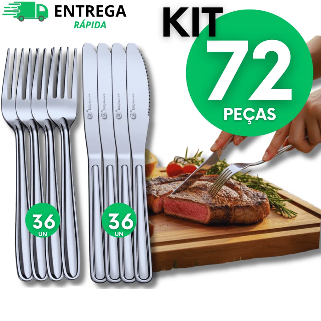 Jogo Kit Garfo Faca Aço Inox Mesa Casa Para Cozinha Restaurantes Talheres Utensílios Garfos Facas