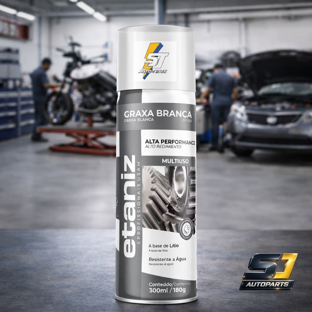 Graxa Branca De Lítio Spray Etaniz 300ml Lubrifica Cremalheira Portão Rolamento