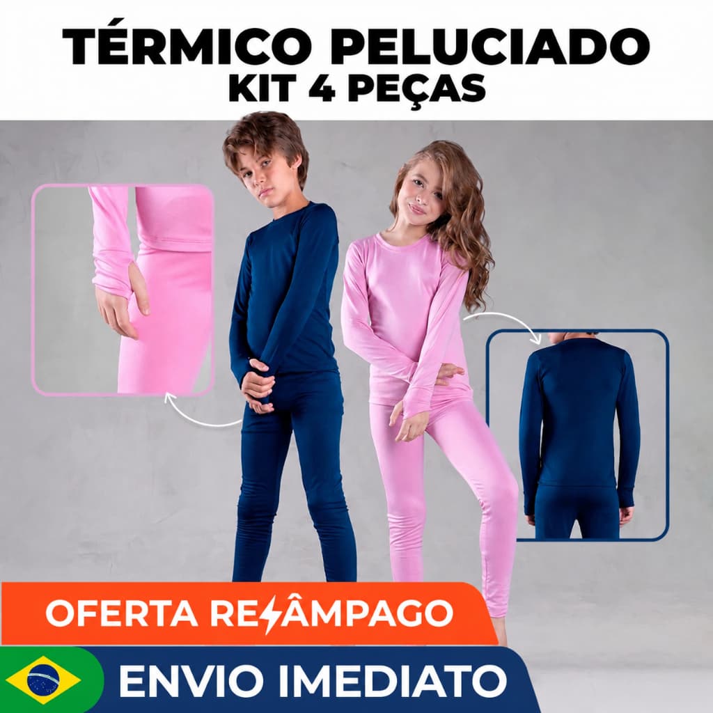Kit 2 Conjunto Térmico Peluciado Infantil Flanelado Juvenil Menina Menino unissex Segunda Pele