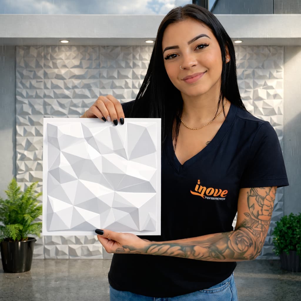 Kit 80 de Placas 3D em PVC 25x25 cm para Revestimento Decorativo de Parede