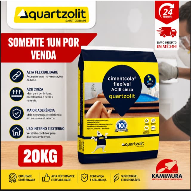 Argamassa Cimentcola Ac3 20kg Cinza Flexível Quartzolit