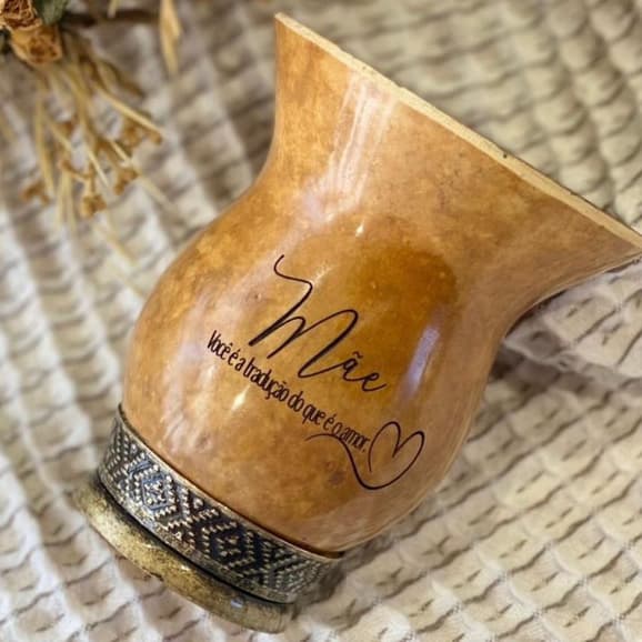 Cuia Porongo Personalizada Dia das Mães Chimarrão Pé Simples