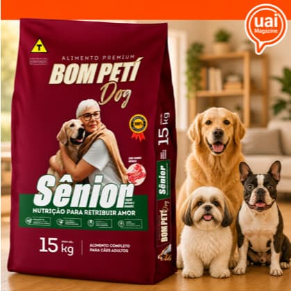 Ração Cachorro Adulto 15Kg - Bom Peti Sênior Raças Médias e Grandes