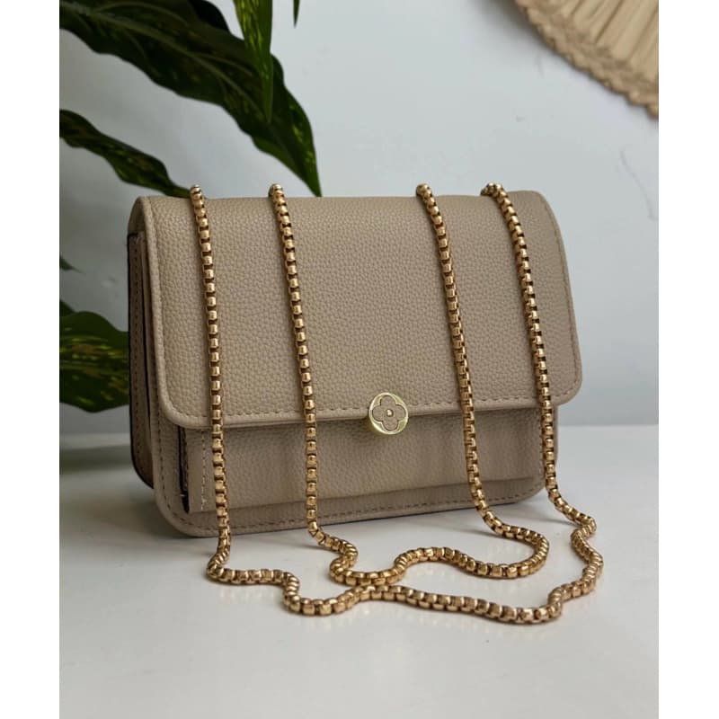 Bolsa Feminina compacta  luxo elegante Transversal Alça de Corrente dourada  dupla Bolsa de Festa couro sintético
