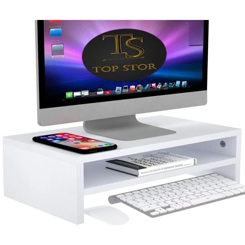 Suporte Base Para Monitor de Mesa 50cm x 25cm x15cm Duplo Prateleira A Pronta Entrega