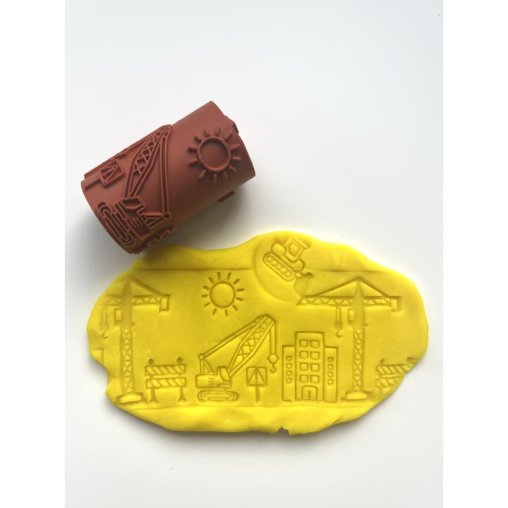 Rolo de Textura com Tema de Construção para Massa de Modelar