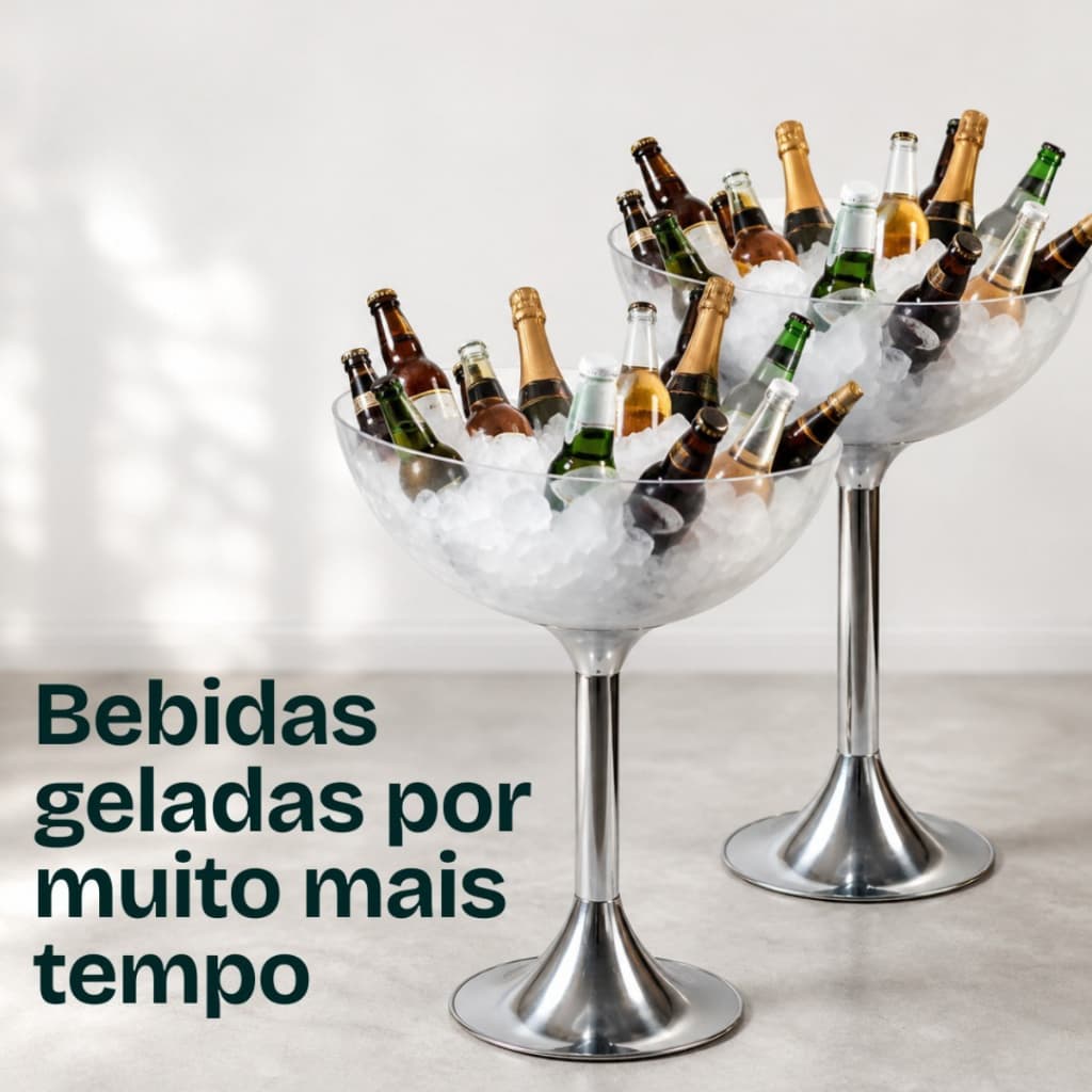 Kit 2 Baldes Champanheira E Cerveja Gelo Em Acrilico Com Pe para Festa de Natal Copa Confratenização