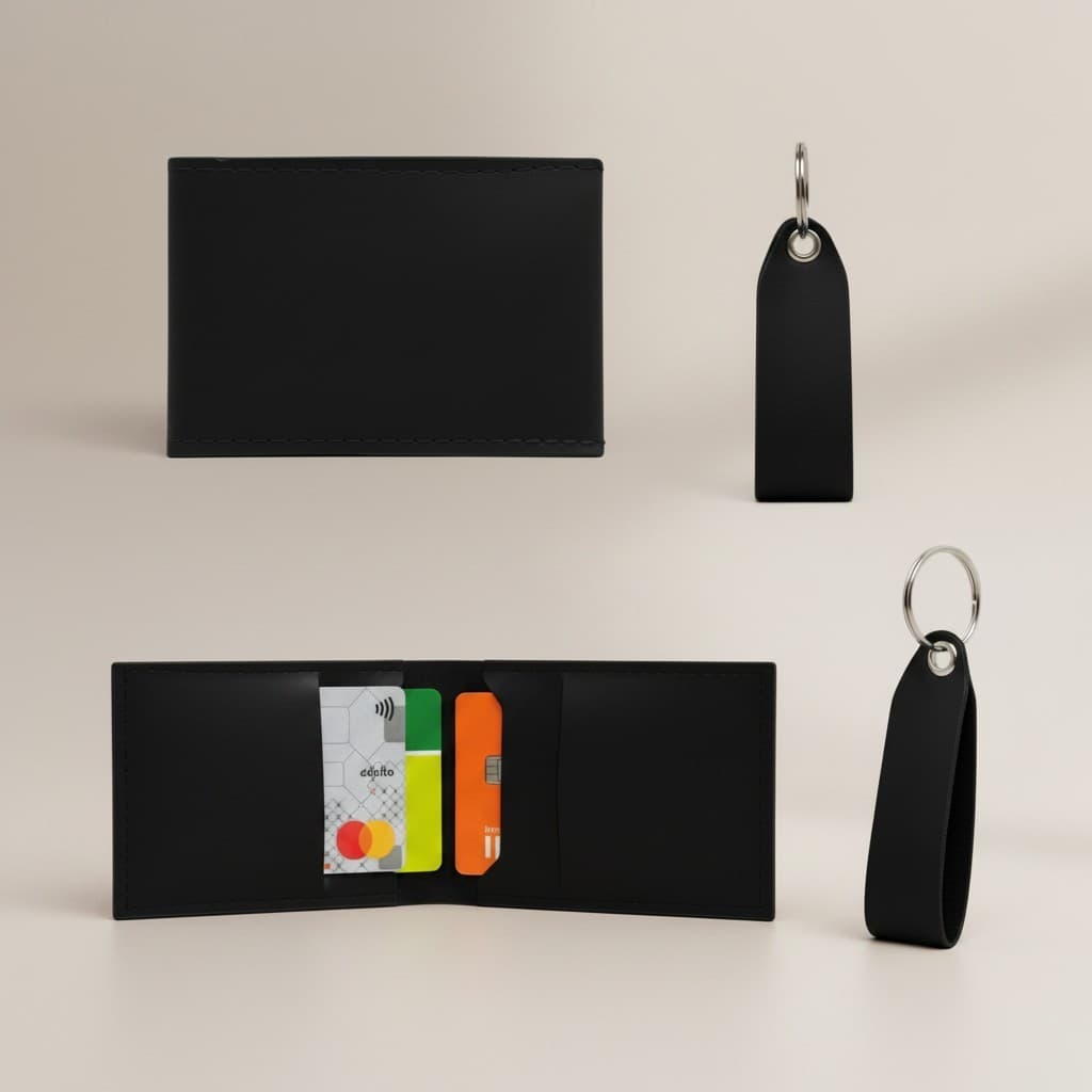 Kit Porta Cartão Feminino Masculino + Chaveiro Basico Slim Mimo