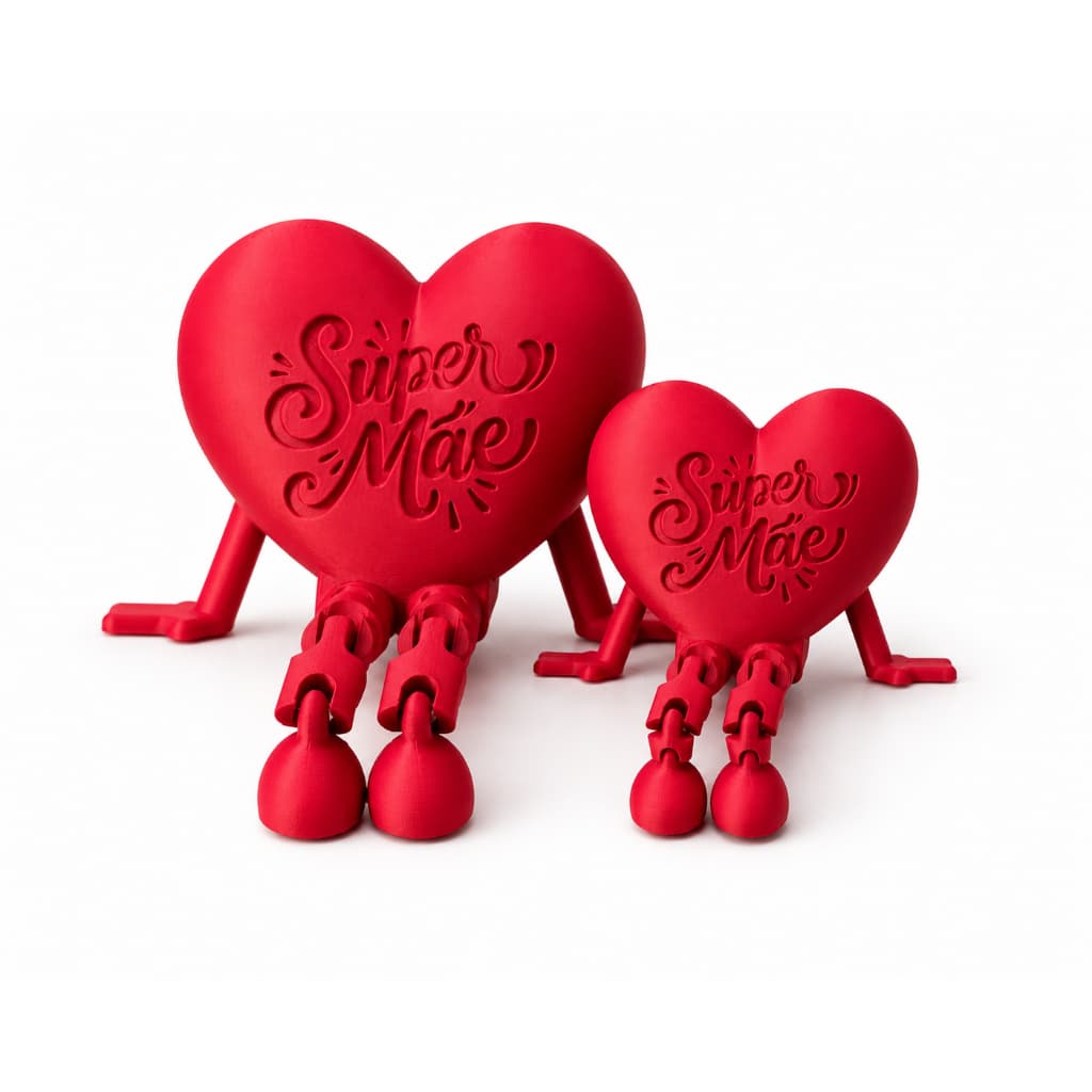 Coração Articulado Super Mãe 3D Presente Dia das Mães Criativo Decorativo Kit Pequeno Grande