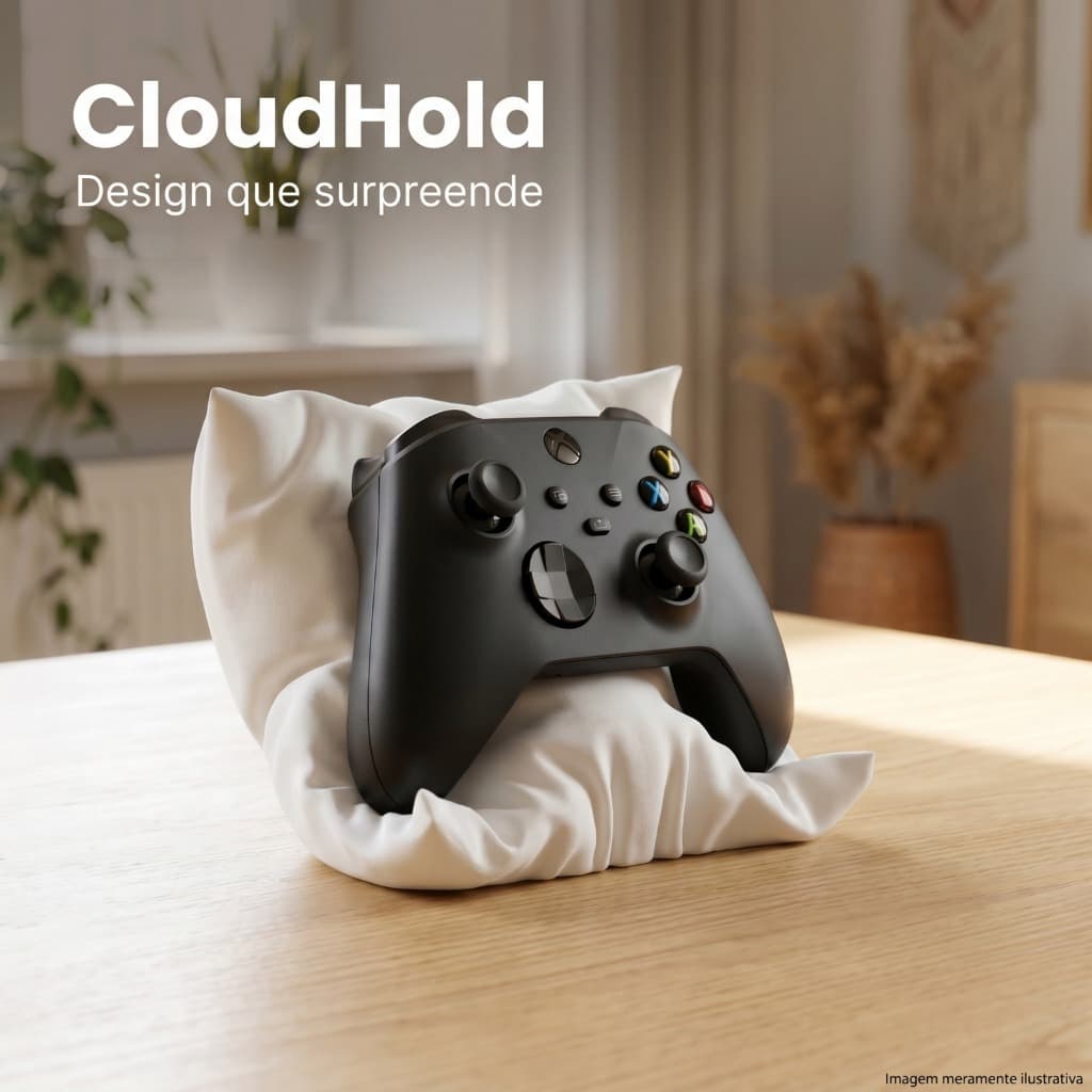 Suporte Controle Gamer CloudHold Almofada Decorativa Setup Xbox PS5 Moderno Premium