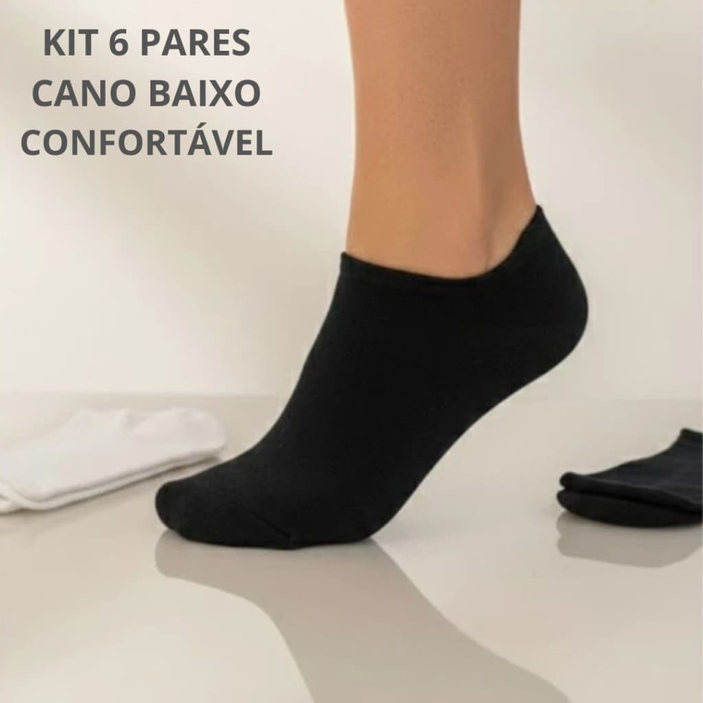 Meia Cano Baixo Kit 6 Pares Soquete Invisível Confortável Masculina 39 ao 43