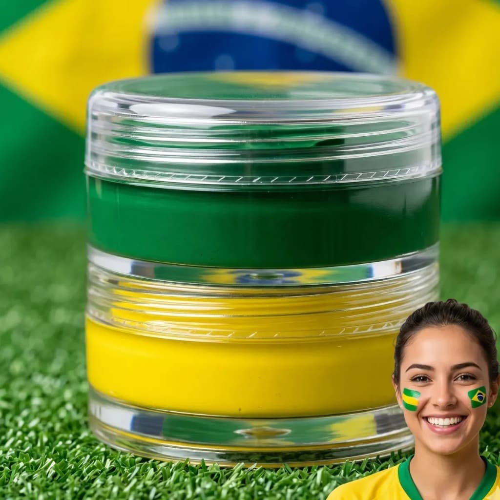 Tinta Facial Cremosa Torre Verde e Amarelo Brasil Copa Torcedor