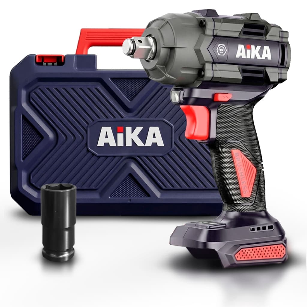 Chave De Impacto A Bateria Aika Profissional 500Nm Soquete Maleta Sem Bateria