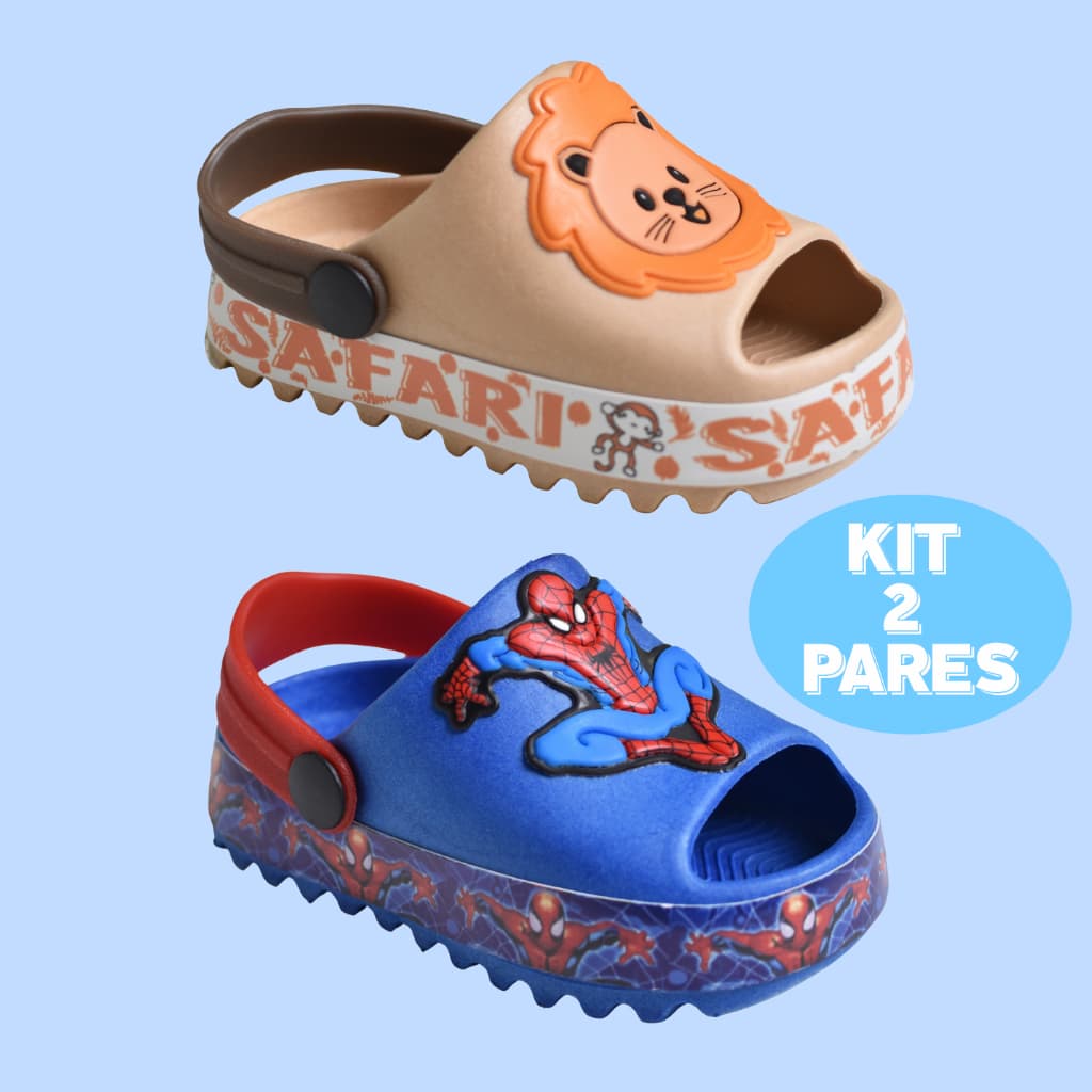 Kit 2 Babuche Infantil Bebe Menino Antiderrapante Lançamento Calce Facil Dia a dia
