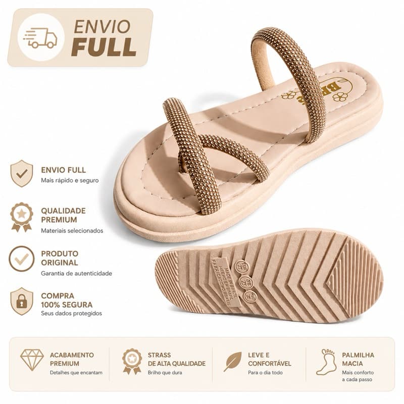 Sandália Feminina infantil Flat com Solado Antiderrapante