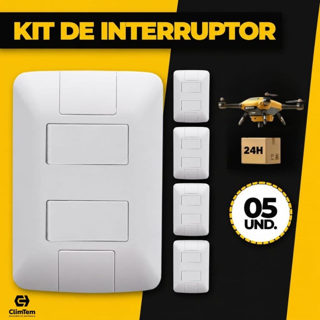 Kit 5 Interruptor Duplo Duas Teclas 6A Linha Aria Tramontina