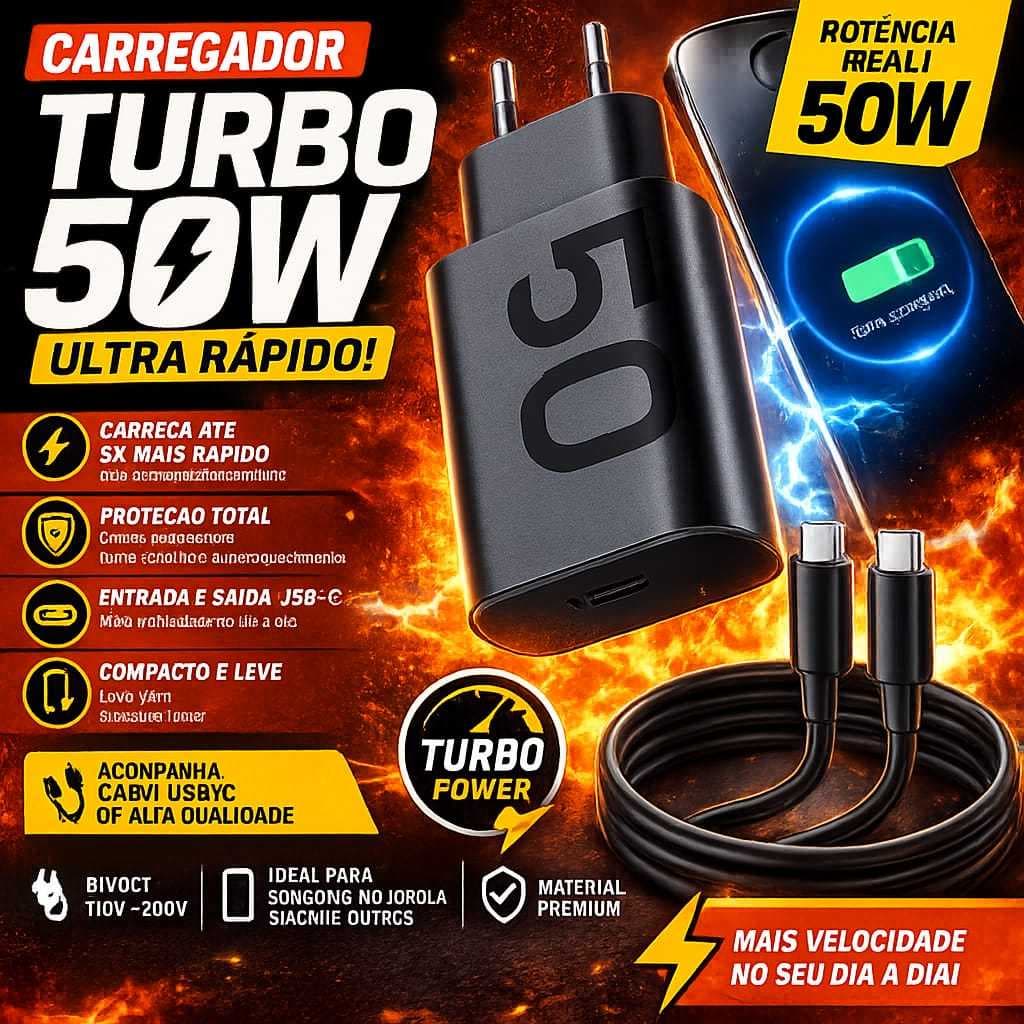 carregador de tomada turbo fonte e cabo 1metro