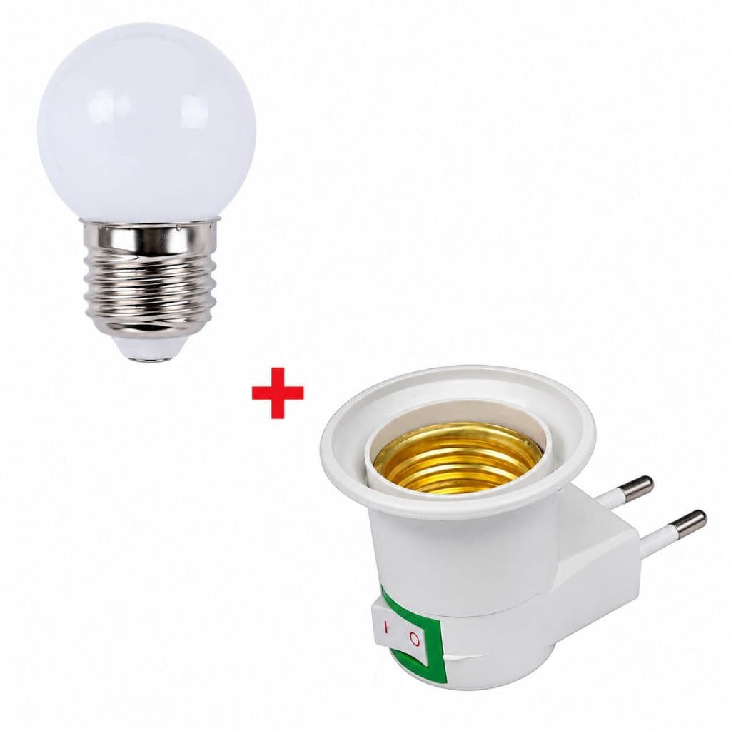 Kit 1 Lampada Bolinha + Bocal de tomada Liga/Desliga com Envio Rápido e Frete Grátis