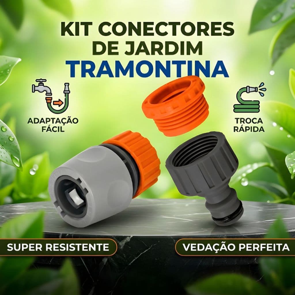 Kit Engate Rápido + Adaptador Fêmea P/ Mangueira de Jardim Tramontina