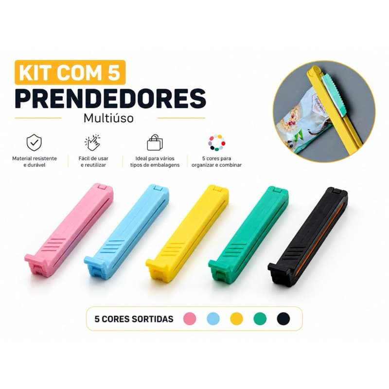 Kit Prendedor Vedação de Embalagens Reutilizável