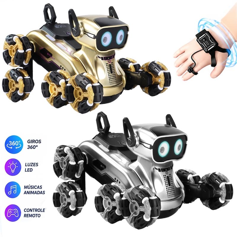 Cão robô cachorro robo acrobático 8 rodas rc carrinho de controle remoto-brinquedos para crianças