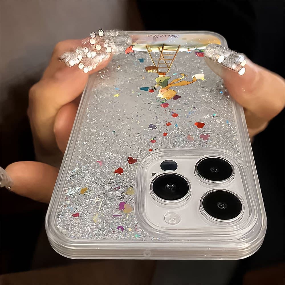Glitter Capinha Capa Para IPhone 13 11 12 14 15 16 17 Ar Pro Max Normal Anti-Impacto Silicone O Pequeno Príncipe Caso