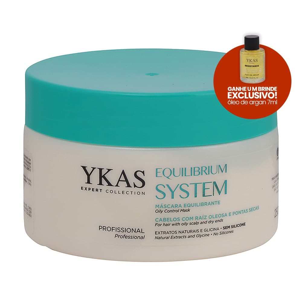 Ykas Equilibrium System Máscara 250g - Cabelos Oleosos, Fios Saudáveis e Fortes