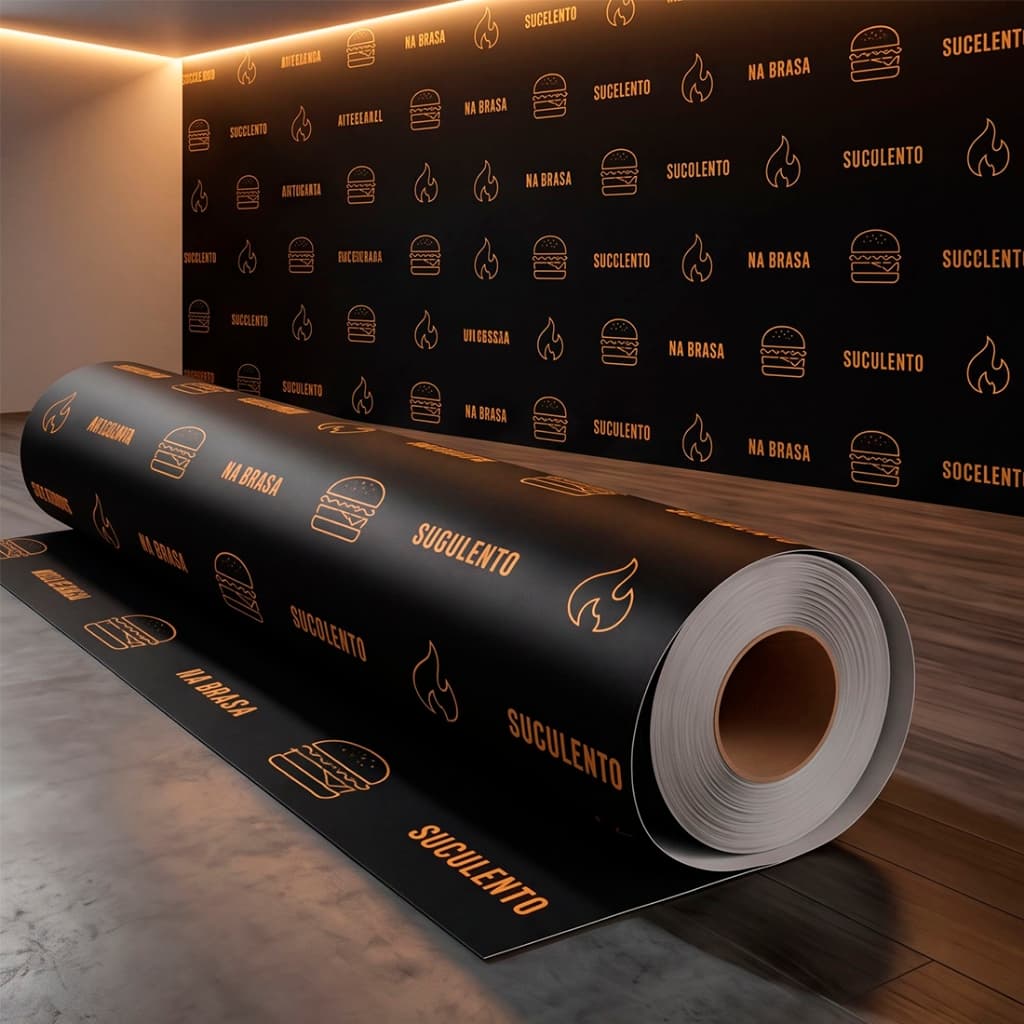 Papel de Parede Adesivo Para Lanchonete Preto Lanches Negócios Moderno