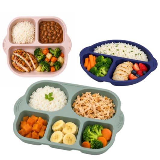 Prato Bandeja Infantil Introdução Alimentar C/ 3 ou 5 Compartimentos Resistentes Livre BPA HELSIM