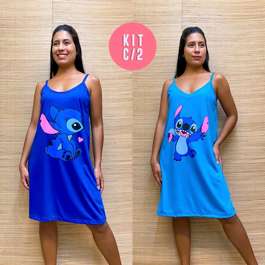 Kit com 2 Camisolas Feminina Regata Alcinha Personagem Desenhos Divertidos Malha Novo Modelo Lançamento Verão