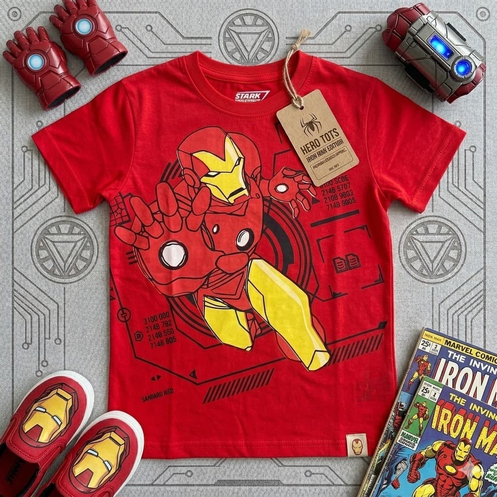 Camisa Infantil Menino Homem de Ferro Vermelha (ac)