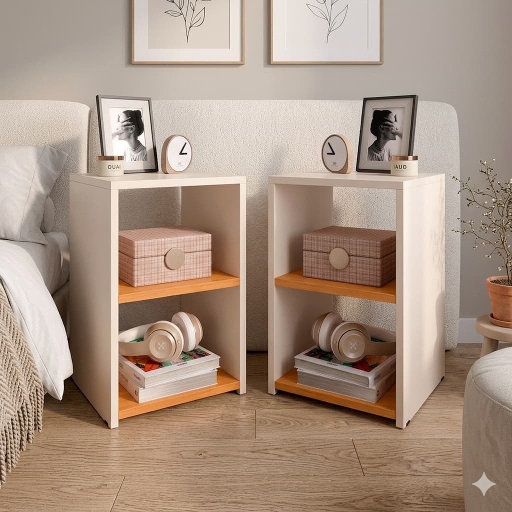 Kit com 2 Mesas De Cabeceira Nicho Organizador Quarto Mesa Lateral Bella - Achadinhos