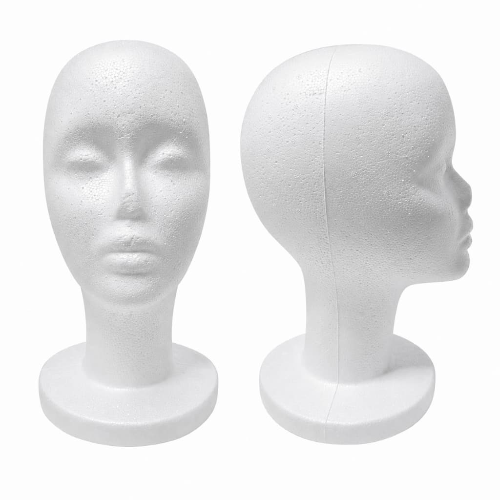 Cabeça de Isopor para Perucas, Alongamentos e Treino de Penteados