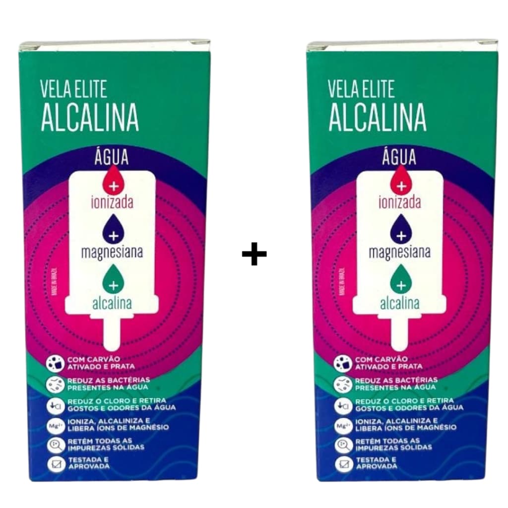 KIT 2 Velas para Filtro - Agua Alcalina Magnésio Prata Coloidal Carvao