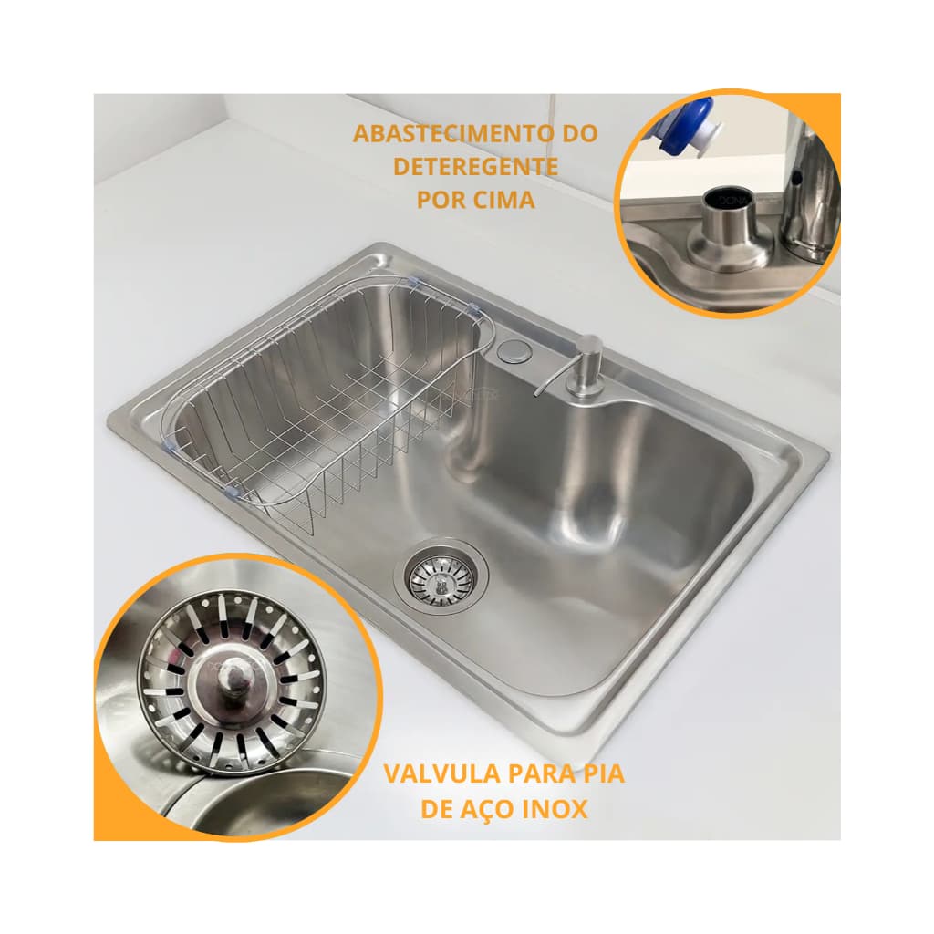 Pia Cuba Gourmet Cia Aço Inox Escovado 50x40cm Pia De Cozinha Americana Acabamento Premium De Sobrepor Embutir