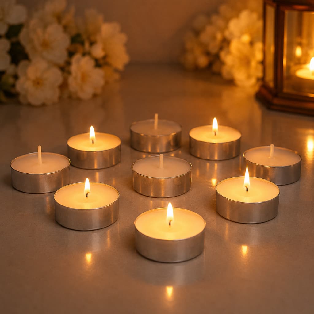 Kit 10 Velas Estilo Rechaud Com Suporte Em Alumínio Branca
