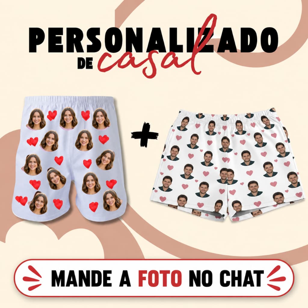 T-Shirt ou CALÇÃO - Unissex Personalizado –Foto do Casal, PET irmão filho ifood Presente Criativo e Exclusivo CAMISA