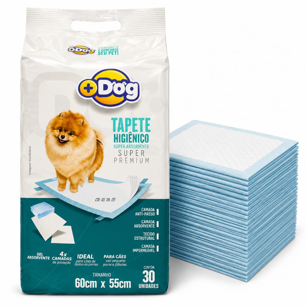 Tapete Higiênico Para Cães Gatos Mais Dog 60x55cm 30 ou 60 unidades Tapete Pet Descartáveis