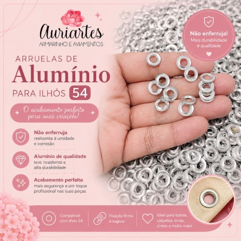 Arruelas para Ilhós Nº54 ou 3/16 – Alumínio, Forte e Duráveis para Artesanato