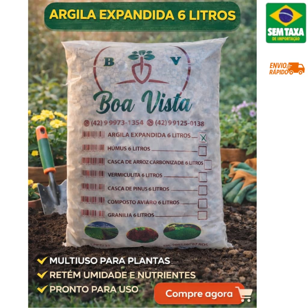 Argila Expandida Natural  6L -  para Vasos Jardinagem Drenagem e Paisagismo