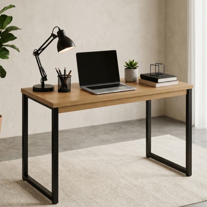 Mesa Computador Escrivaninha Industrial 90 cm  C/ Pés Ferro Resistente C/ Proteção Pés - Cores