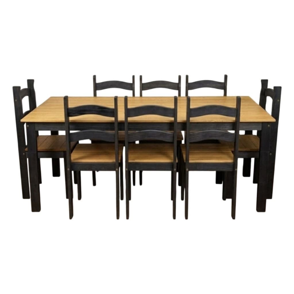 Jogo Mesa De Jantar 180x74 Cm Com 8 Cadeiras Madeira Maciça