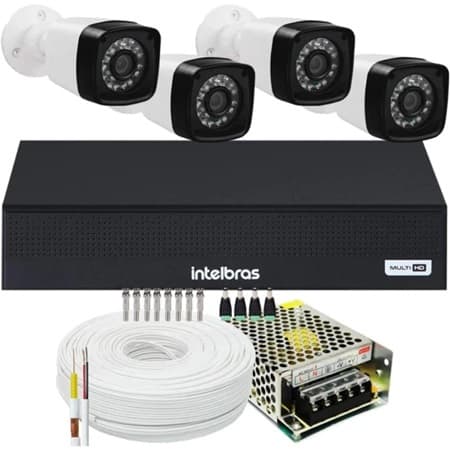 Kit 4 Cameras Segurança 1080p Full Hd 2mp Dvr Intelbras Mhdx 4ch S/hd