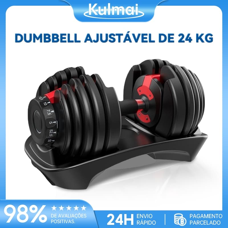 Halter Regulável 24kg Dumbell Ajustável Drum Anilha Dumbbell