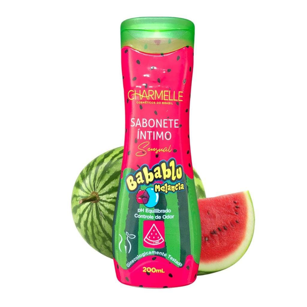 Sabonete Íntimo Babablu Melancia 200ml Charmelle - pH Equilibrado e Frescor Duradouro