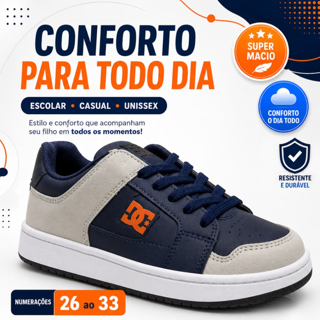 Tênis Escolar Infantil Masculino Casual Moderno 26 ao 33 Antiderrapante Envio Rápido