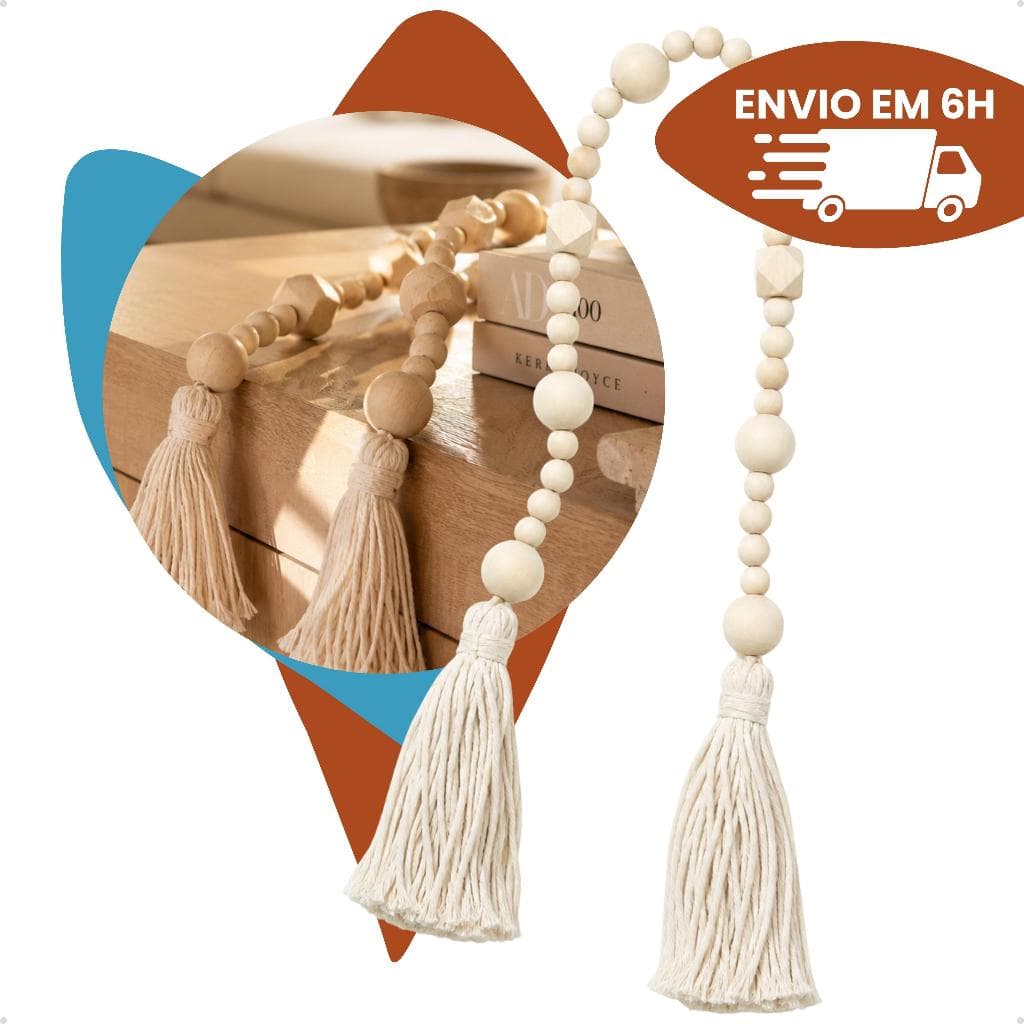 Colar Decorativo em Madeira Bege  Enfeite de Mesa Home Minimalista Rústico  Sofisticado