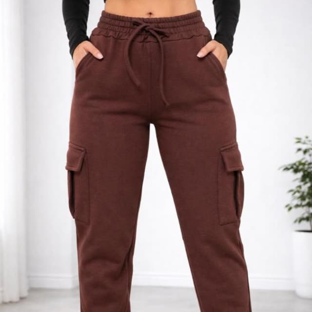 Calça Jogger Cargo Moletom Unissex Premium Flanelada Com Punho Elástico Streetwear Casual Cordão
